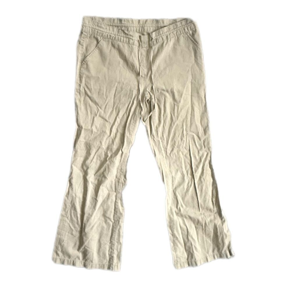 BCBGMaxazria women’s size medium‎ wide leg linen blend drawstring pants ￼